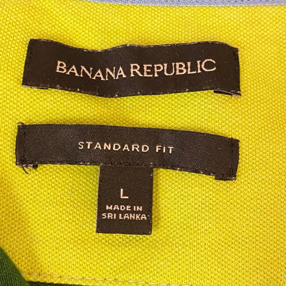 Banana‎ Republic Polo Shirt Mens Large Standard Fit Green Cotton Short Sleeve